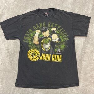 Vintage 2007 John Cena Chain Gang Batttalion T Shirt Men SM Y2K WWE Blk Cotton